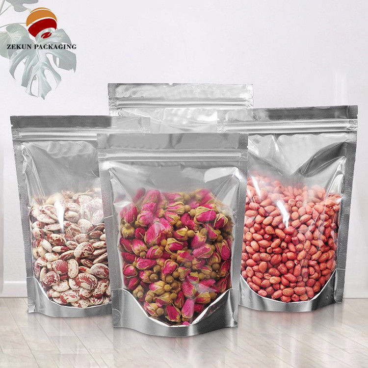 Plastic verpakking Glanzend oppervlak Hoog barrière aluminium folie Stand up pouch met tear notch