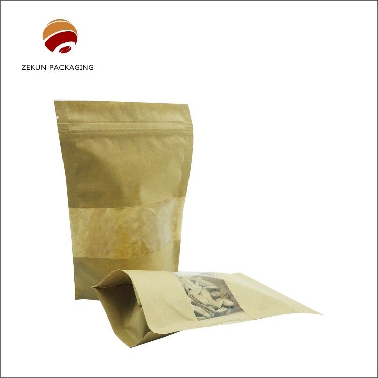 Voedselverpakkingen Kraft papier Zip Lock Bag Custom Size Vochtbestendige mat of glanzende afwerking