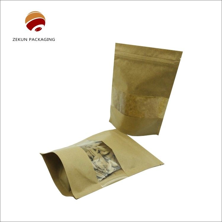 Voedselverpakkingen Kraft papier Zip Lock Bag Custom Size Vochtbestendige mat of glanzende afwerking