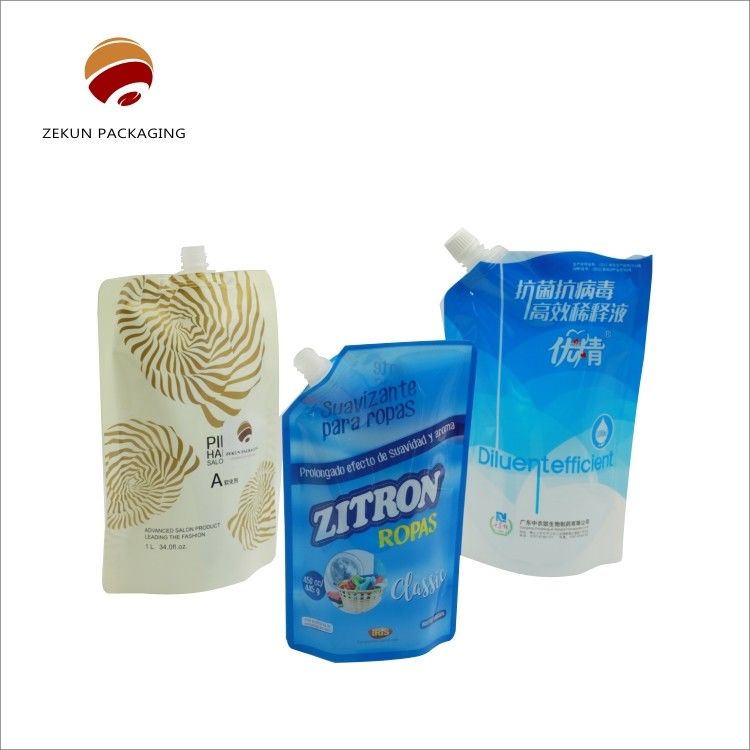 PET/OPP/AL Liquid Spout Bags Liquid Detergent Bag CMYK Kleur