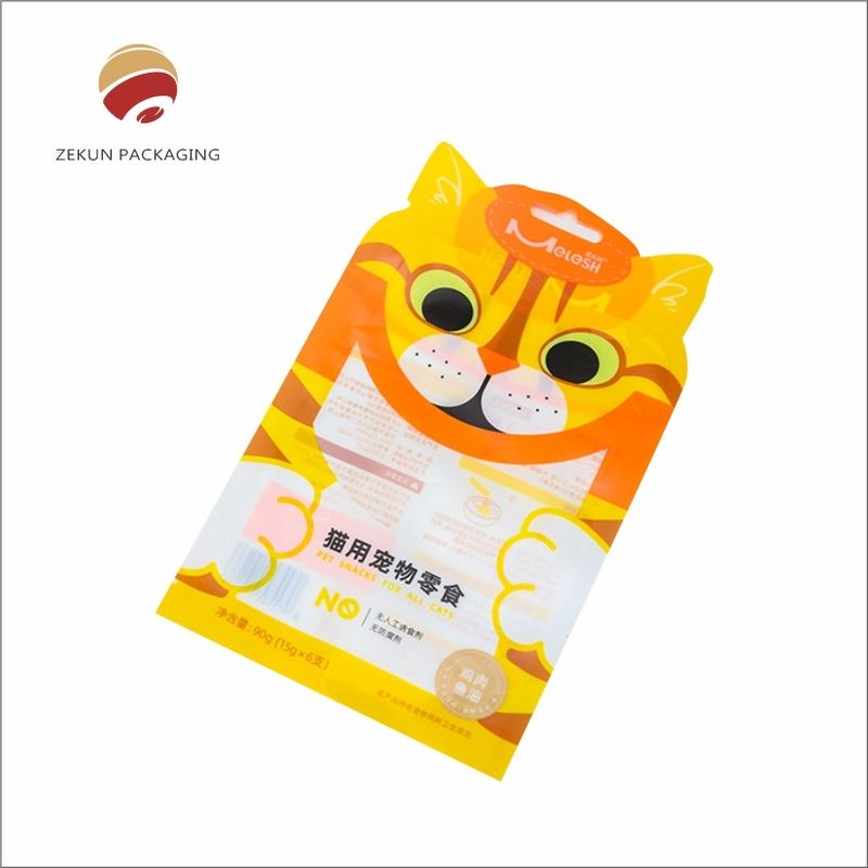 Op maat gemaakte zak voor huisdierenvoeding met rits boven Vibrant CMYK Printing PET/AL/PE Materialen