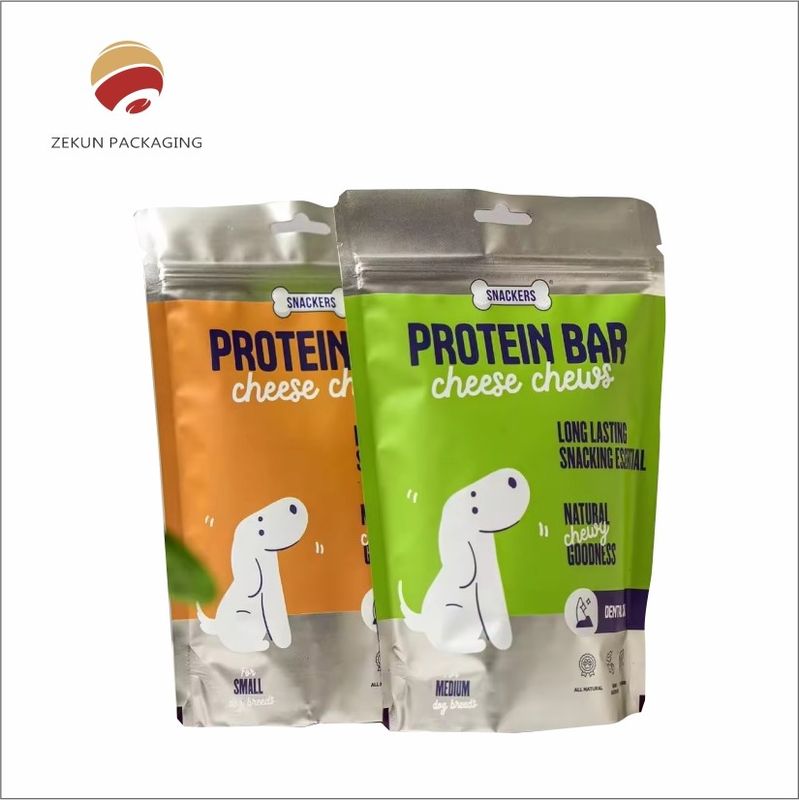 Op maat gemaakte zak voor huisdierenvoeding met rits boven Vibrant CMYK Printing PET/AL/PE Materialen