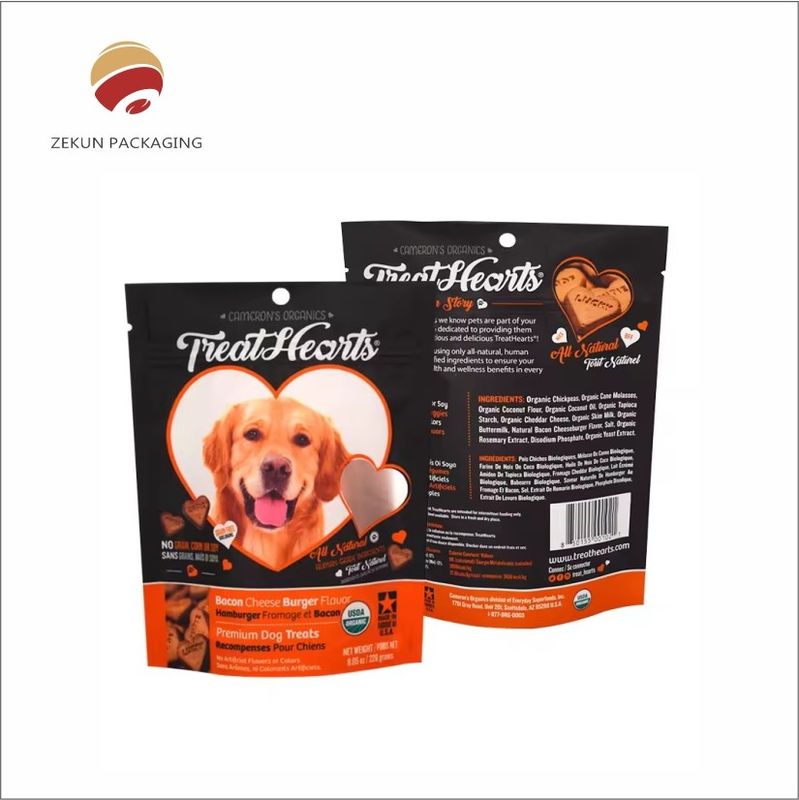 Op maat gemaakte zak voor huisdierenvoeding met rits boven Vibrant CMYK Printing PET/AL/PE Materialen